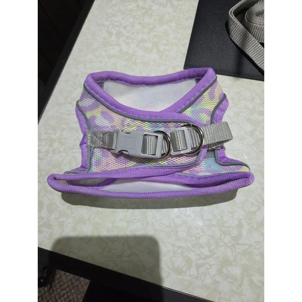 X-Small Purple W/ Design Dog Harness W/leash